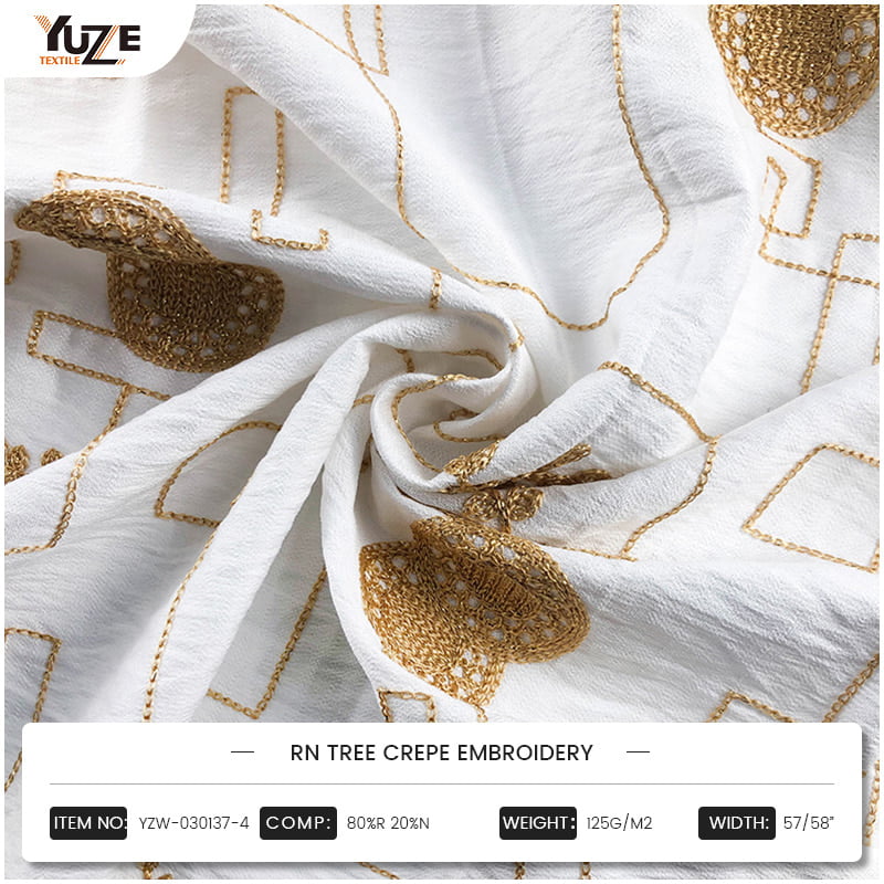 YZW-030137-4 RN Tree Crepe Embroidery