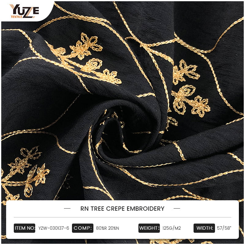 YZW-030137-6 RN Tree Crepe Embroidery